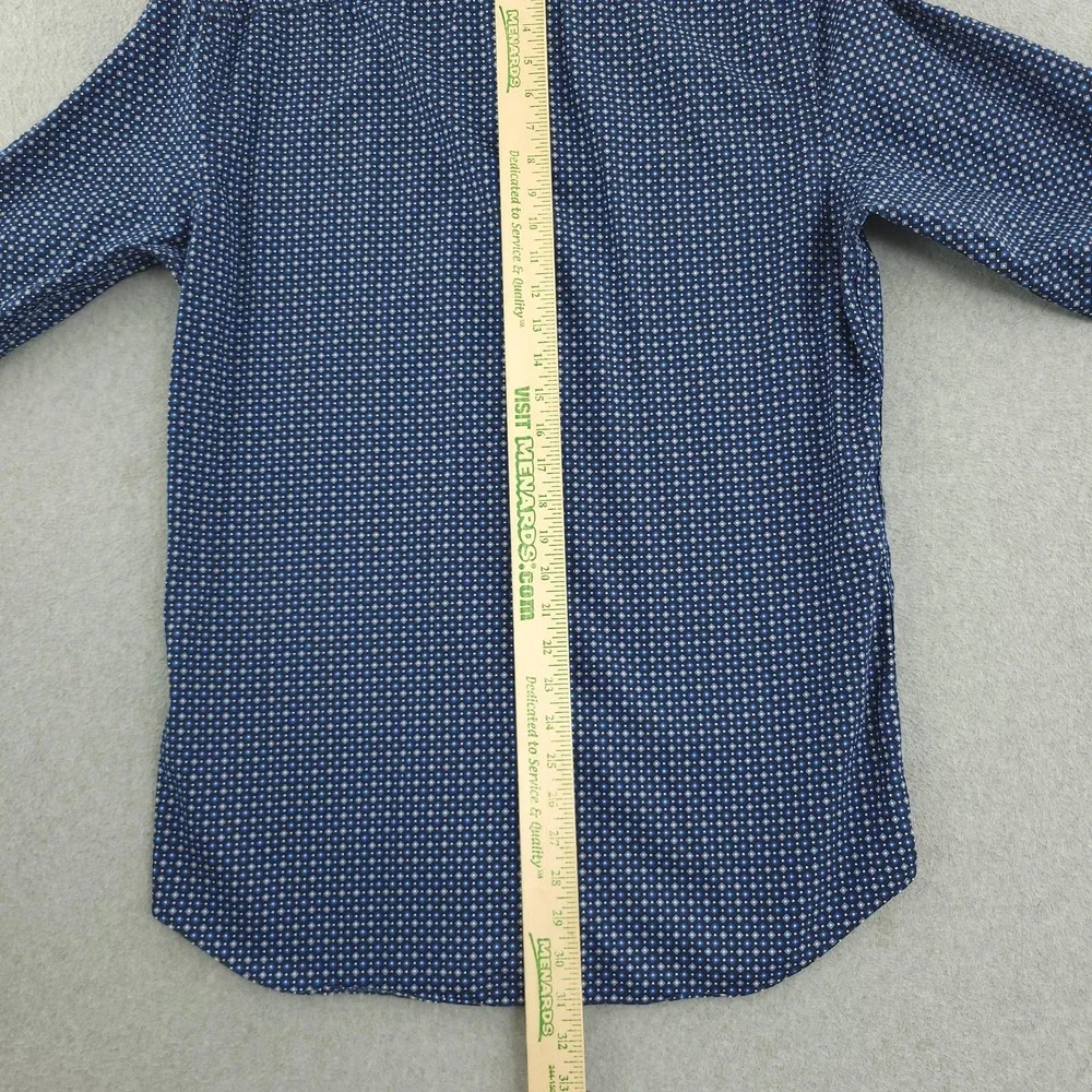 Banana Republic Dress Shirt Mens Large Blue Geometric Slim Fit Non Iron Cotton